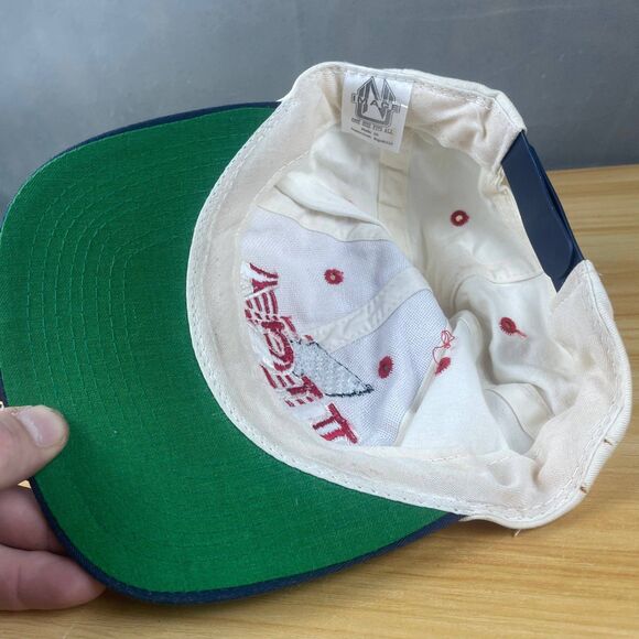 USA Flag Vintage Embroidery Snapback Cap Hat One Size Fits All White Blue - Picture 6 of 7